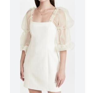 NWT Amanda Uprichard Tia Dress White Puff Sleeve Sz S Revolver Shopbop